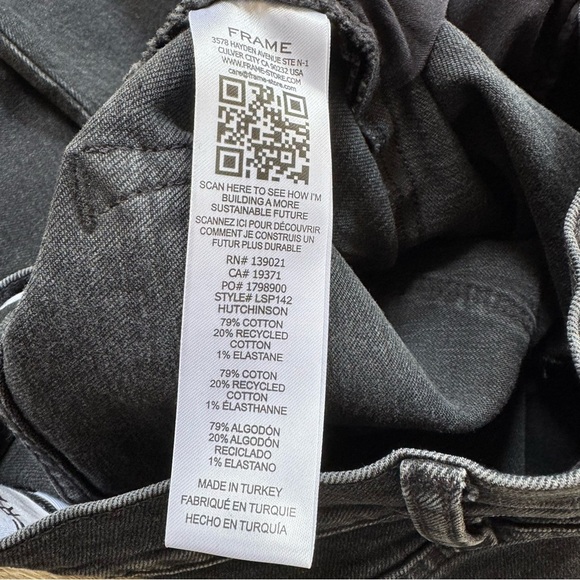 NWT FRAME Le Slim Palazzo Jeans High Rise Wide Leg Denim Black Hutchinson 23 - Picture 10 of 15